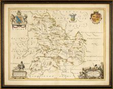 JOHN BLAUE hand coloured double page engraved map - Comitatus Brechiniae (Breknoke), 38 x 50cms
