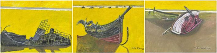 ‡ PHILIP MUIRDEN (1932-2023) oil on canvas -three works entitled verso, 'Wreck', two are signed,