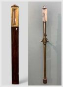 TWO ANTIQUE BAROMETERS including, 19TH C. OAK STICK BAROMETER, Baily, Birmingham, celluloid
