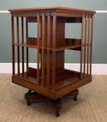 ANTIQUE MAHOGANY REVOLVING BOOKCASE, raised on cruciform base with ceramic castors, 92 (h) x