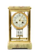 EARLY 20TH C. FRENCH ONYX & GILT BRASS MANTEL CLOCK, Richard et Cie, signed movement numbered