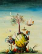‡ PATRICK PERSINI (French 1950 - 2010) oil on canvas - surrealist landscape, signed lower right,