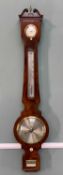 19TH C. MAHOGANY BANJO BAROMETER. L.Casartelli (Liverpool), swan neck pediment with brass finial,