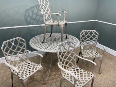 HARTMAN CAST ALUMINIUM FOUR SEATER GARDEN TABLE AND CHAIRS, circular table, 122cms (dia.), four