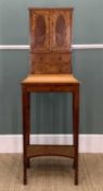GEORGE III SATINWOOD COLLECTOR'S CABINET ON STAND, of small proportions, with oval panelled doors