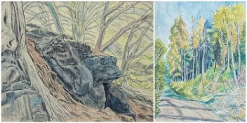 ‡ EDGAR HOLLOWAY (English, lived Wales 1914-2008) watercolour - entitled, 'Little Deer Isle, Maine',