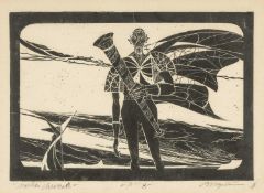 ‡ JOSEPH MUGNAINI (1912-1992) wood block print (AP 8) - 'The Peace Offering' from Martian Chronicles