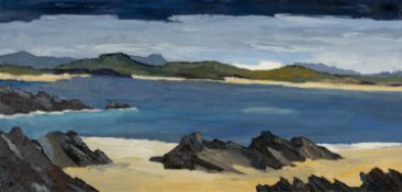 ‡ DAVID BARNES (English, worked Wales, 1942-2021) oil on board - coastal landscape, signed with