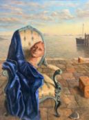 ‡ EVAN CHARLTON (British, lived / worked Wales 1904-1984) oil on panel - entitled verso, 'Chair by