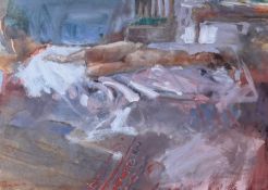 ‡ DAVID TRESS (English, lives / works Wales b.1955) watercolour - entitled verso, 'Lying II', signed