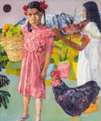 ‡ MEIRION GINSBERG (Welsh b. 1985) oil on canvas - entitled verso 'Violin Practice', on Martin