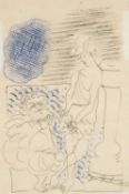 ‡ CERI RICHARDS CBE (Welsh 1903-1971) pen and crayon - entitled verso, 'Hermes and Menipeus II' on