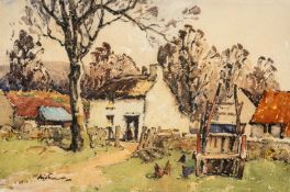 ‡ WILL EVANS (Welsh 1888-1957) watercolour - entitled verso 'Welsh Farm', signed, 36 x 55cms