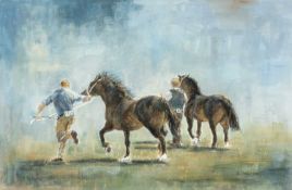 ‡ BARBARA GOOLDEN (Welsh Contemporary) mixed media - entitled verso 'In the Ring', signed, 35 x