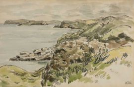 ‡ SIR KYFFIN WILLIAMS RA (Welsh 1916 - 2006) watercolour and pencil - entitled verso, 'Fedw Wen'