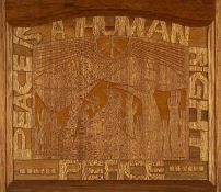 ‡ PAUL PETER PIECH (American, lived / worked Wales 1920-1996) rare wood carved panel - entitled '