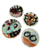 NEALE HOWELLS (Welsh b.1965) set of four painted ceramic plates - abstract, each signed and dated