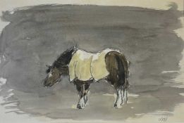 ‡ SIR KYFFIN WILLIAMS RA (Welsh 1918-2006) watercolour - entitled verso 'Pony with Blanket' on