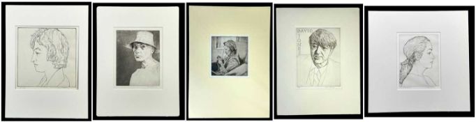 EDGAR HOLLOWAY (British, lived / worked Wales 1904-2008) five portrait engravings / etchings -