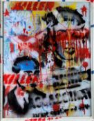 NEALE HOWELLS (Welsh b.1965) mixed media on glass - entitled verso 'Come over to my place/Dewch