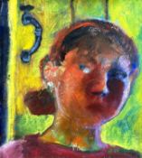 ‡ SHANI RHYS JAMES MBE (Australian-Welsh b. 1953) oil on panel - entitled verso, 'Self Portrait with