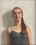 ‡ HARRY HOLLAND (British, works /lives Wales b.1941) oil on canvas - portrait of a young female,