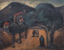 ‡ JOSEF HERMAN OBE RA (Polish, lived / worked Wales 1911-2000) oil on canvas - entitled verso '