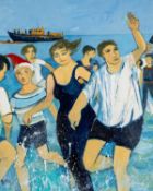 ‡ CLAUDIA WILLIAMS (English, worked Wales 1933-2024) oil on canvas - entitled verso 'Boxing Day