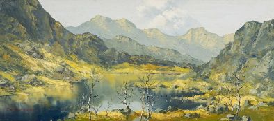 ‡ CHARLES WYATT WARREN (Welsh 1908-1993) oil on board - entitled verso 'Snowdon from Llyn