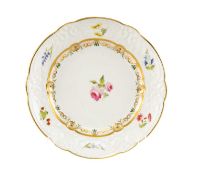 SWANSEA PORCELAIN DESSERT PLATE circa 1815-1817, probably painted by William Pollard with roses to