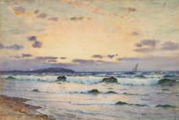 ‡ JOHN McDOUGAL (English, worked Wales 1851-1945) watercolour - entitled verso 'After Sundown off