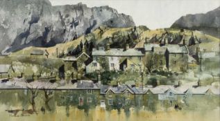 ‡ MALCOLM EDWARDS (Welsh b. 1934) watercolour - entitled verso 'Tanygrisiau', signed, 27.5 x 49cms