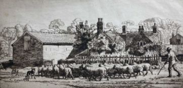 ‡ CHARLES FREDERICK TUNNICLIFFE OBE RA (1901-1979) limited edition (49/75) sepia etching - Herding