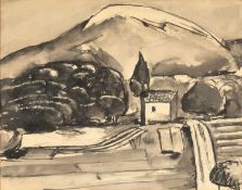 ‡ JOSEF HERMAN OBE RA (Polish, worked Wales 1911-2000) ink wash on paper - Continental landscape