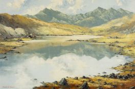 ‡ CHARLES WYATT WARREN (Welsh 1908-1993) larger oil on board - entitled verso 'Snowdon from the