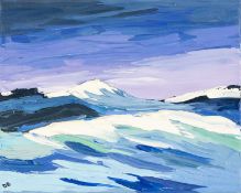 ‡ DAVID BARNES (English, worked Wales, 1942-2021) oil on canvas - storm waves, signed with initials,