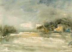 ‡ GWILYM PRICHARD (Welsh 1931 - 2015) watercolour - river scene, possibly the Seine, signed, 26 x
