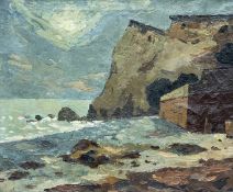 ‡ SIR KYFFIN WILLIAMS RA (Welsh 1918-2006) oil on canvas - rocky landscape, Bon Church, Isle of