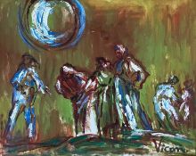 ‡ ANDREW VICARI (Welsh b.1932) oil on canvas - entitled verso, 'Before the Storm', signed, dated