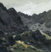 ‡ SIR KYFFIN WILLIAMS RA (Welsh 1918-2006) large oil on canvas - entitled verso 'Hills above Nant