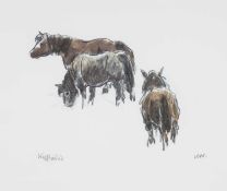 ‡ SIR KYFFIN WILLIAMS RA (Welsh 1918-2006) open edition print - Welsh ponies, fully signed in