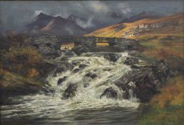 ALFRED OLIVER (English, worked Wales 1886 - 1921) oil on canvas - entitled verso 'Storm over