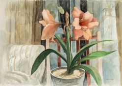 ‡ JOHN ELWYN (Welsh 1916-1997) watercolour on paper - 'Amaryllis', circa 1972, signed, 39 x 55cms