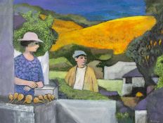 ‡ JOHN ELWYN (Welsh 1916-1997) acrylic on paper - 'September', signed and dated 1989, 47 x 62cms