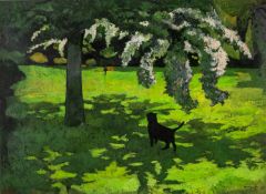 ‡ JOHN ELWYN (1916-1997) acrylic on paper - 'Spring at Cwm Cou in the Ceri Valley', 1970s, signed,