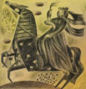 ‡ CLIVE HICKS-JENKINS (Welsh b.1951) gouache, ink and pencil on board - entitled verso, 'Guinevere
