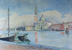 BUDDUG ANWYLINI PUGHE (Welsh 1856-1939) watercolour – San Giorgio, Maggiore, Venice, signed,
