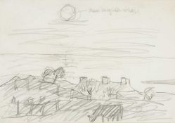 ‡ SIR KYFFIN WILLIAMS RA (Welsh 1918-2006) pencil on paper - preliminary sketch of farmyard with