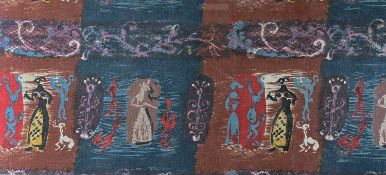 ‡ JOHN PIPER (British 1903-1992) screenprint on fabric for David Whitehead- entitled 'Figures from a