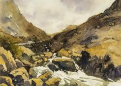 ‡ DAVID GROSVENOR (English, lives and works Wales b.1956) watercolour - entitled verso 'Llanberis